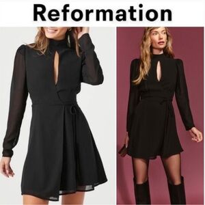 Reformation Ottessa $248 Wrap Black Long Sleeve Dress large